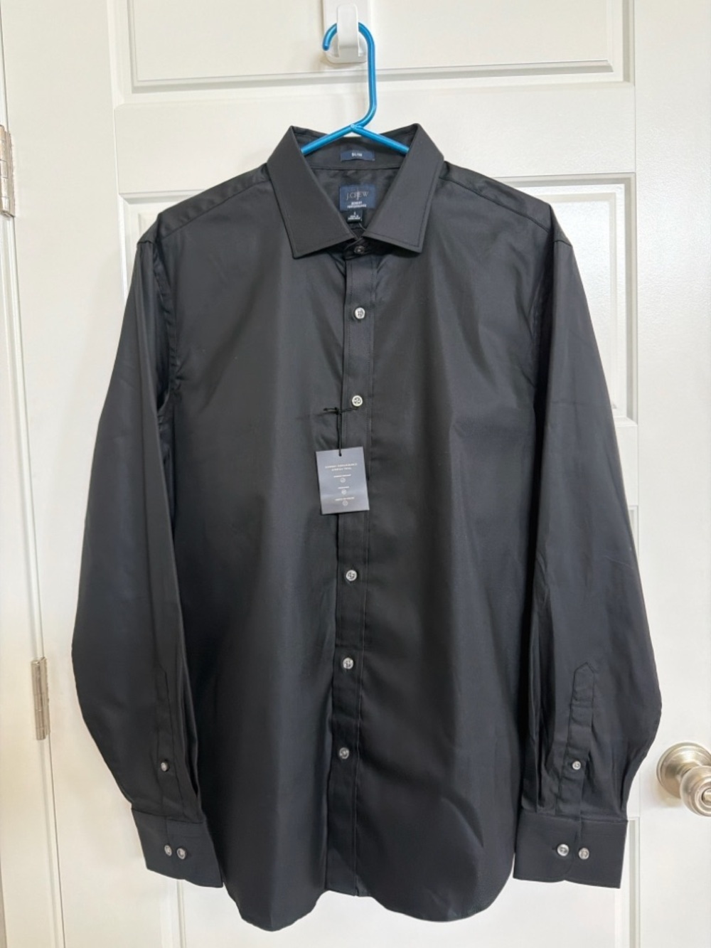 J.Crew Bowery Performance Dress Shirt Slim Large Black Stretch Twill NWOT